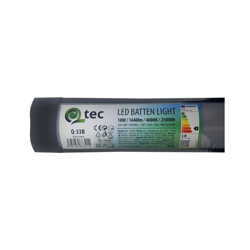 LED Kapialune valgusti kööki QTEC LED/18W/230V 60 cm must