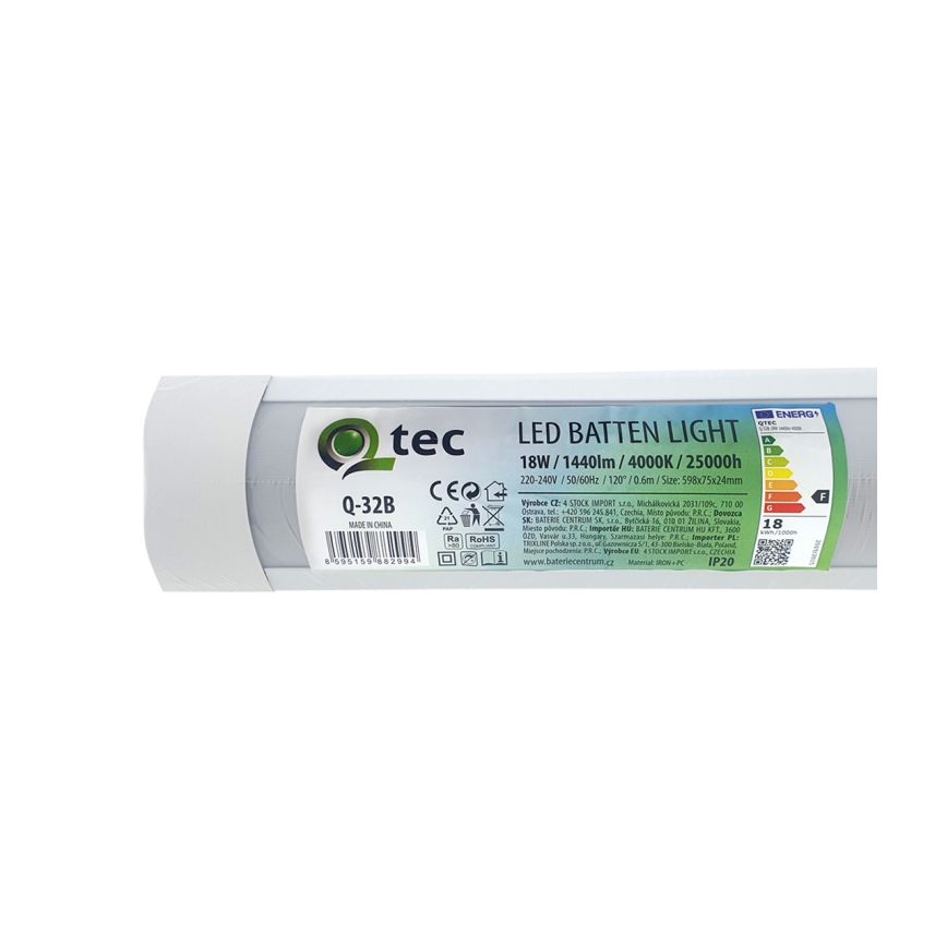 LED Kapialune valgusti kööki QTEC LED/18W/230V 60 cm valge