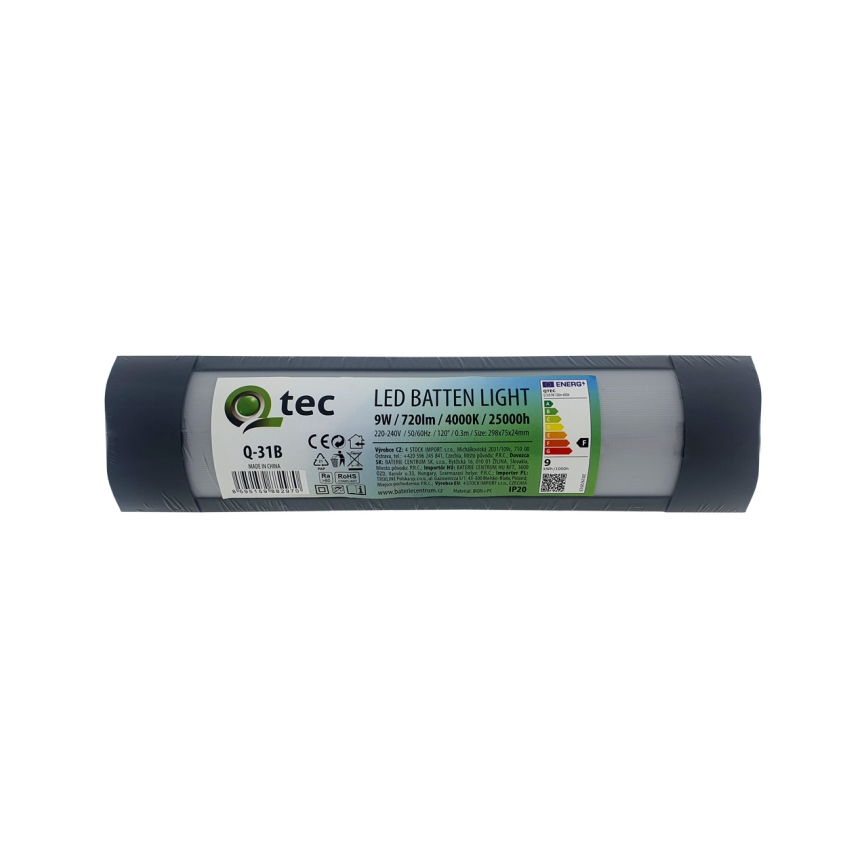 LED Kapialune valgusti kööki QTEC LED/9W/230V 30 cm must