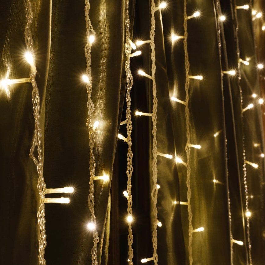 LED-kardin ESTELLA 47 × LED / 8 funktsiooni, 3,5 m, soe valge