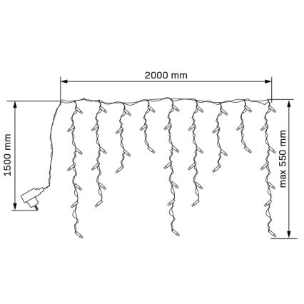 LED-kardin ESTELLA 47 × LED / 8 funktsiooni, 3,5 m, soe valge