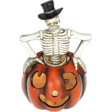 LED Kaunistus HALLOWEEN LED/2xLR44/soe valge luukere kõrvitsa sees vaik