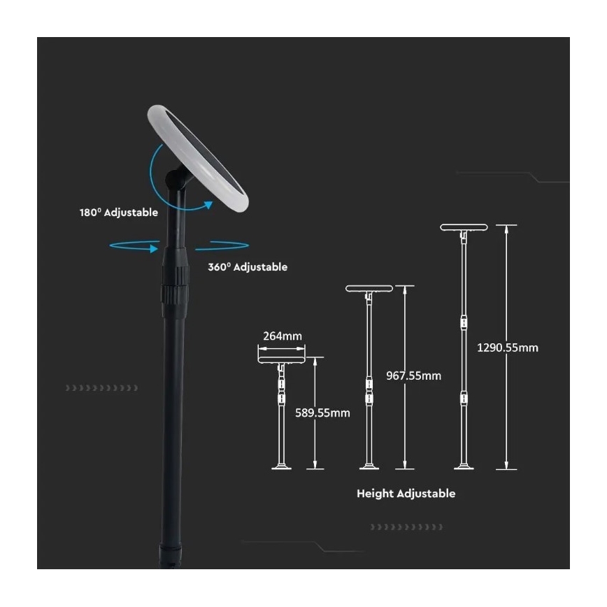 LED Kohandatav päikesepaneeliga valgusti GARDEN LED/8W/5V 60-129 cm 4000K IP65