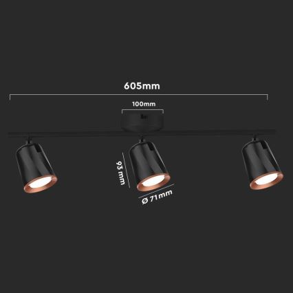 LED kohtvalgusti 3xLED/5W/230V 4000K must