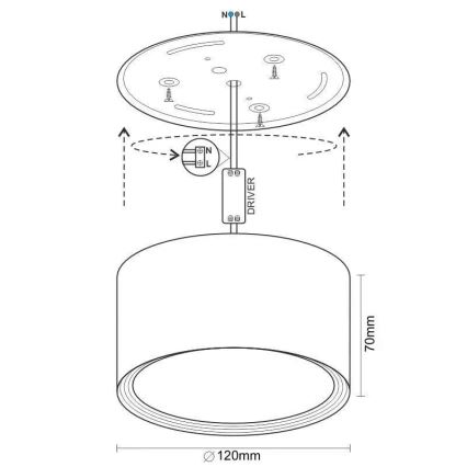 LED Kohtvalgusti LED/14W/230V 4000K d. 12 cm must