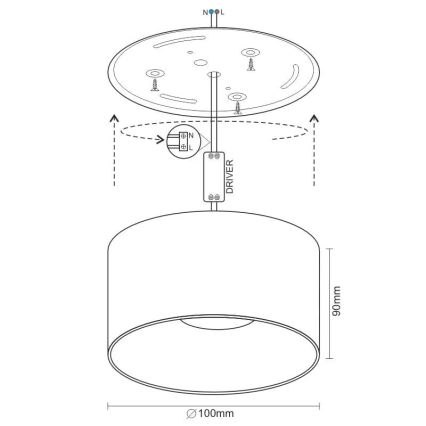 LED Kohtvalgusti LED/16W/230V 4000K d. 10 cm must