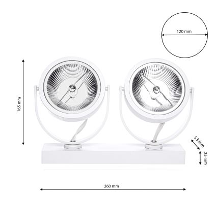 LED Kohtvalgusti LUGAR 2xAR111 - GU10/25W/230V