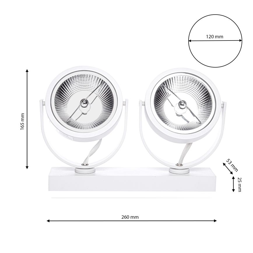 LED Kohtvalgusti LUGAR 2xAR111 - GU10/25W/230V
