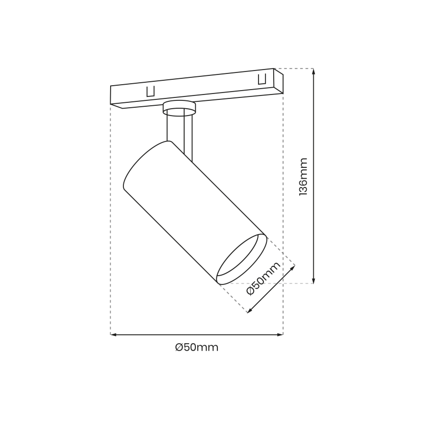 LED Kohtvalgusti rööbassüsteemile MAGNETIC TRACK LED/10W/48V 3000K must