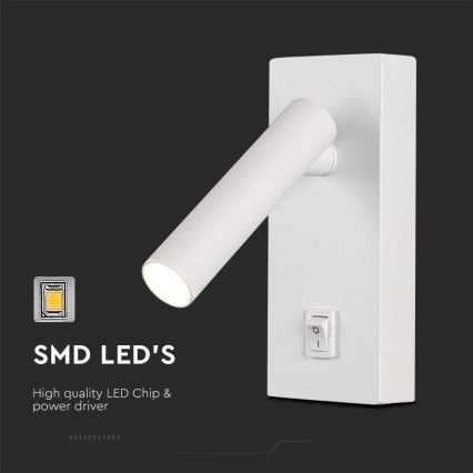 LED Kohtvalgusti seinale lülitiga LED/2W/230V 3000K valge