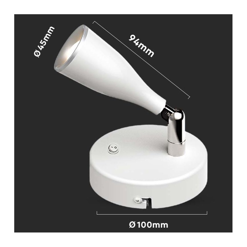 LED Kohtvalgusti seinale lülitiga LED/4,5W/230V 4000K valge
