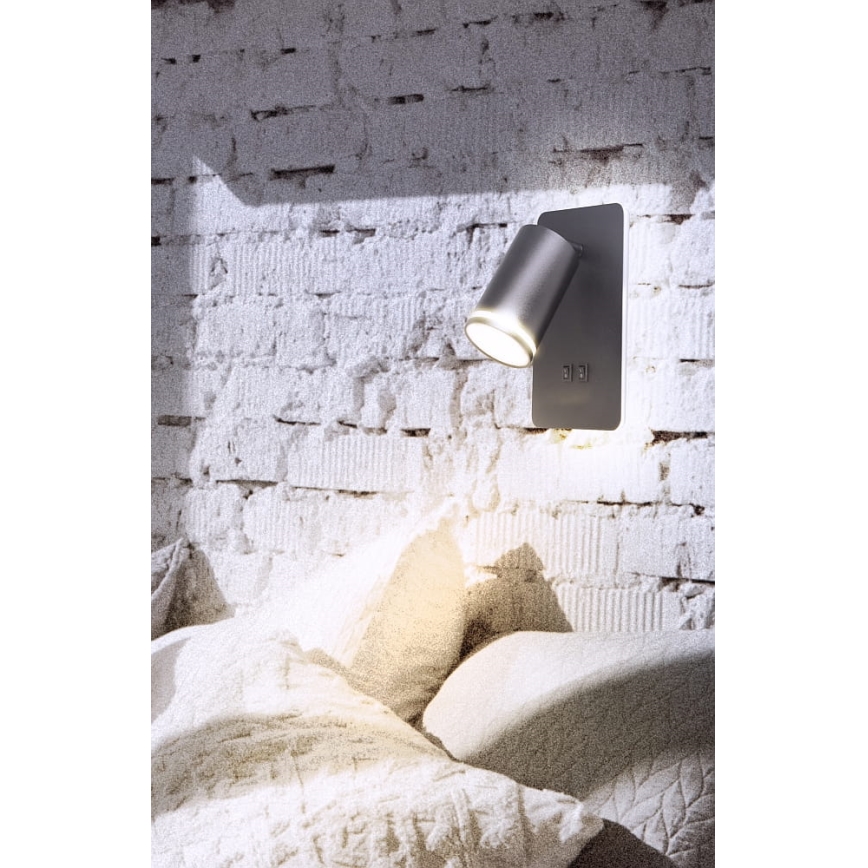 LED Kohtvalgusti seinale PARIIS 1xGU10/10W/230V + LED/6W/230V must
