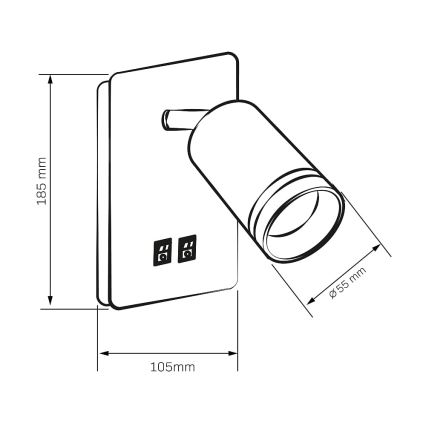 LED Kohtvalgusti seinale PARIIS 1xGU10/10W/230V + LED/6W/230V must