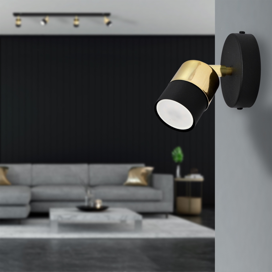 LED Kohtvalgusti seinale TUBSSON 1xGU10/4,8W/230V must/kuldne