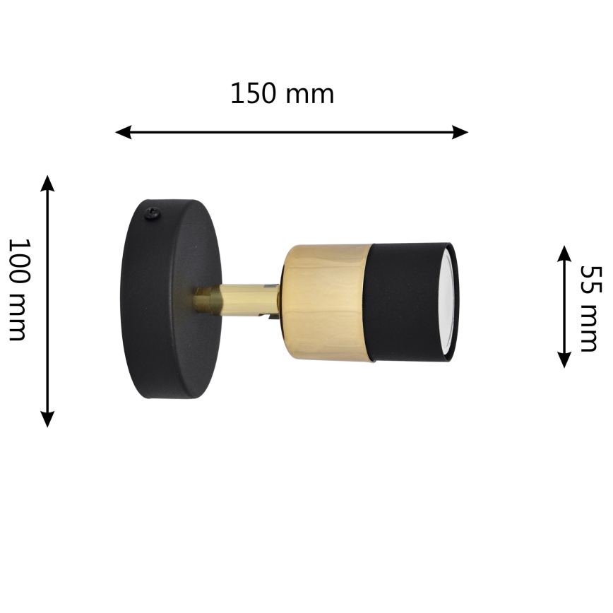 LED Kohtvalgusti seinale TUBSSON 1xGU10/4,8W/230V must/kuldne
