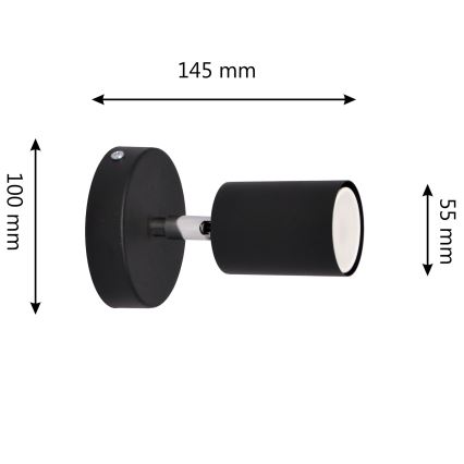 LED Kohtvalgusti seinale TUNE 1xGU10/4,8W/230V must