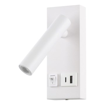 LED Kohtvalgusti seinale USB-ga LED/2W/230V valge