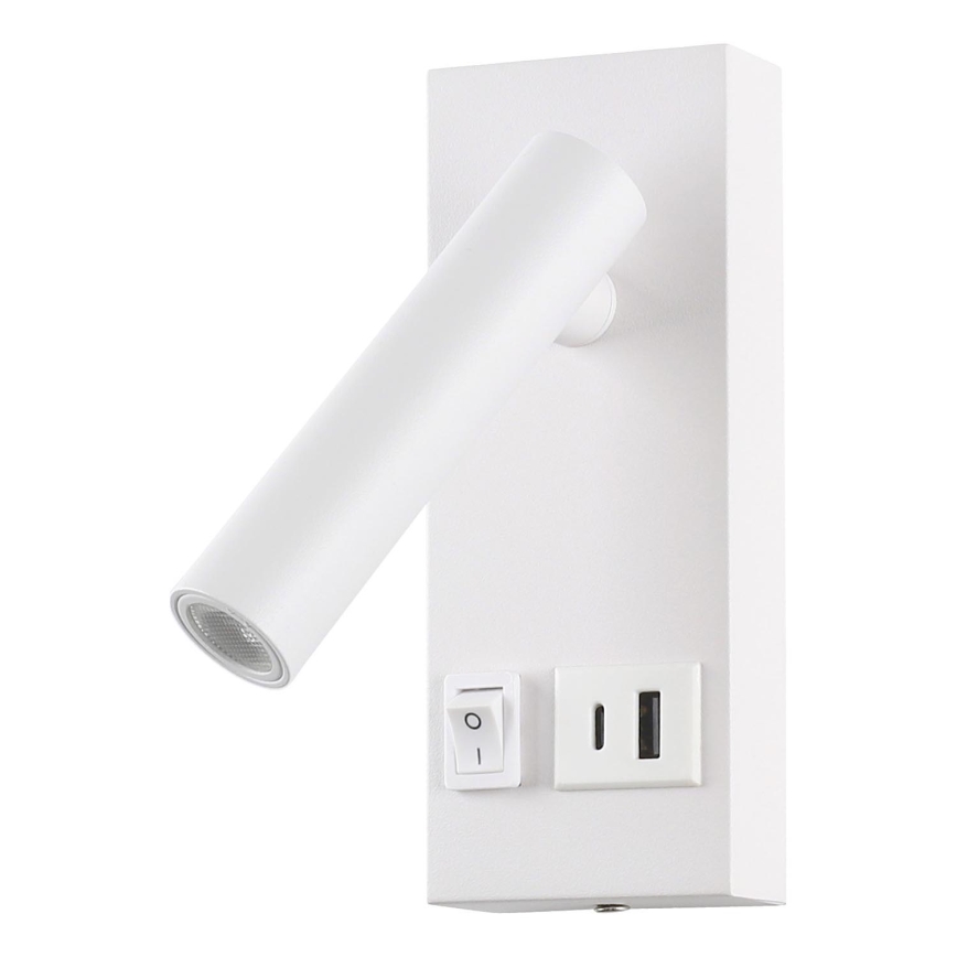 LED Kohtvalgusti seinale USB-ga LED/2W/230V valge