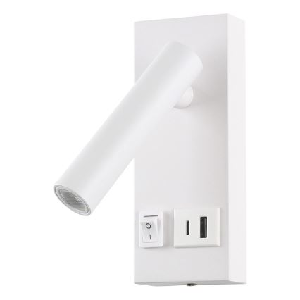 LED Kohtvalgusti seinale USB-ga LED/2W/230V valge