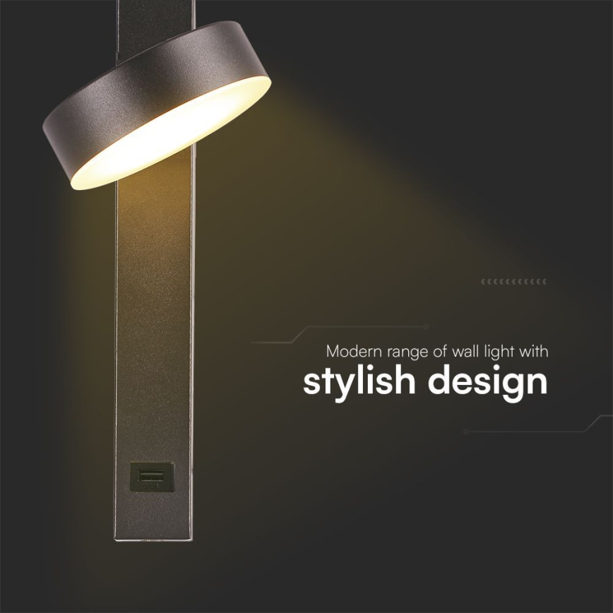 LED Kohtvalgusti seinale USB pordiga LED/8W/230V 3000K