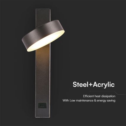 LED Kohtvalgusti seinale USB pordiga LED/8W/230V 3000K