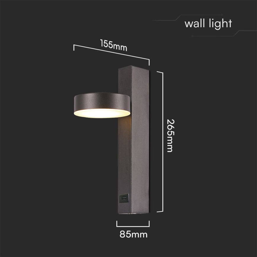 LED Kohtvalgusti seinale USB pordiga LED/8W/230V 3000K