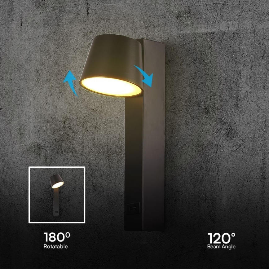 LED Kohtvalgusti seinale USB pordiga LED/8W/230V 3000K