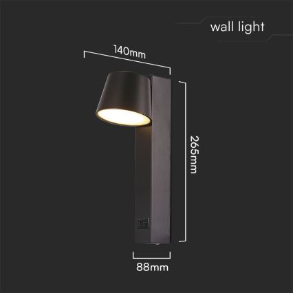 LED Kohtvalgusti seinale USB pordiga LED/8W/230V 3000K