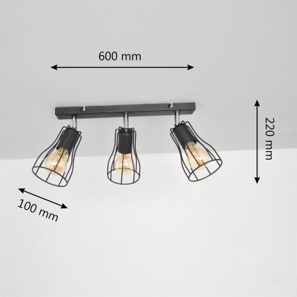 LED Kohtvalgusti TUBE II 3xE27/15W/230V must