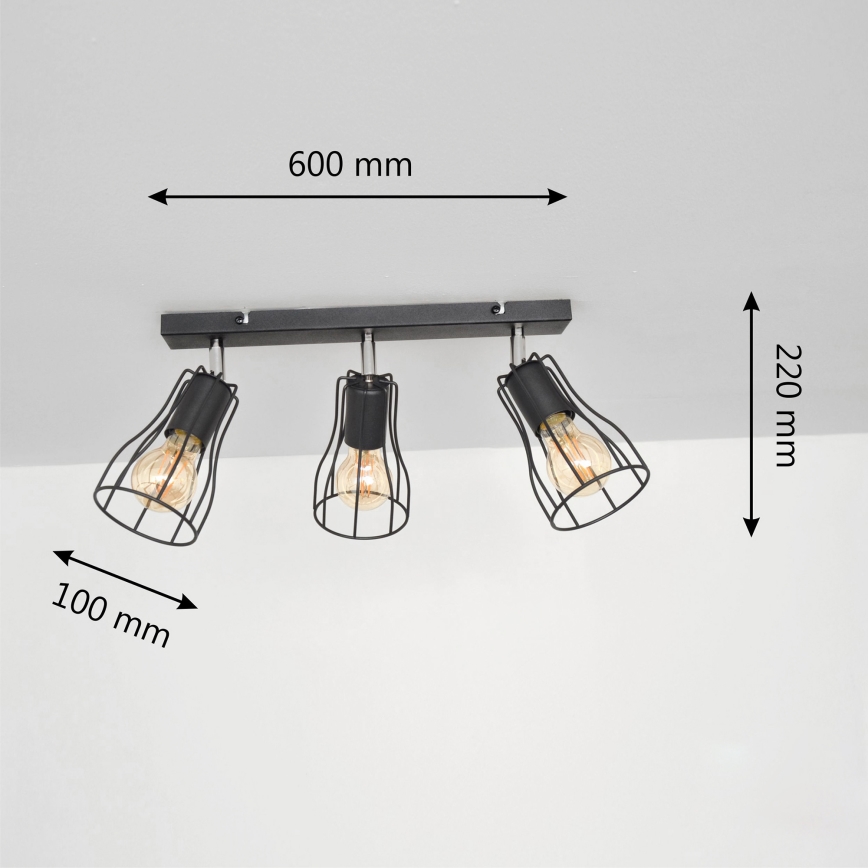 LED Kohtvalgusti TUBE II 3xE27/15W/230V must