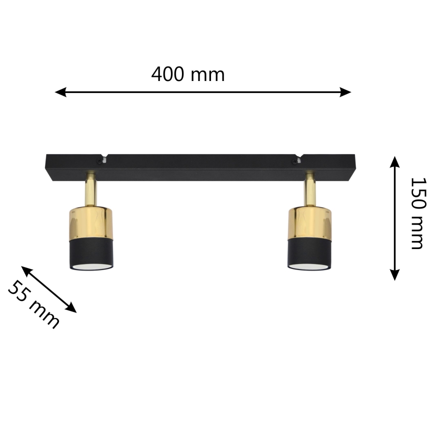 LED Kohtvalgusti TUBSSON 2xGU10/4,8W/230V must/kuldne