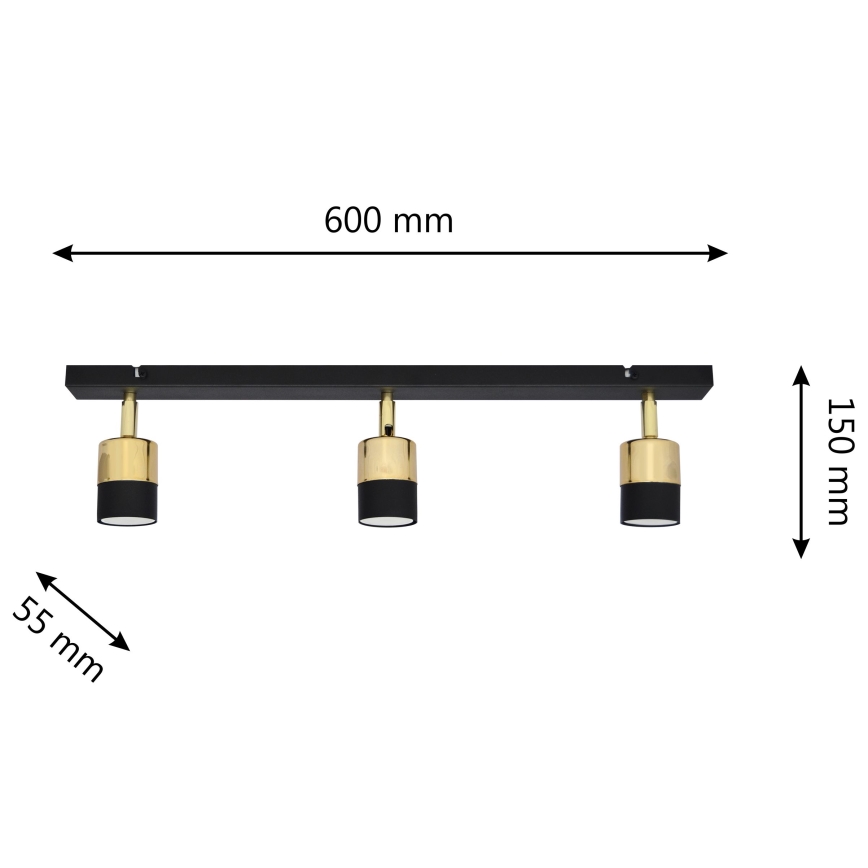 LED Kohtvalgusti TUBSSON 3xGU10/4,8W/230V must/kuldne