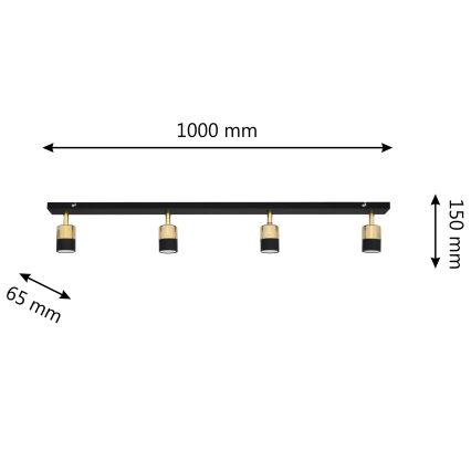 LED Kohtvalgusti TUBSSON 4xGU10/4,8W/230V must/kuldne