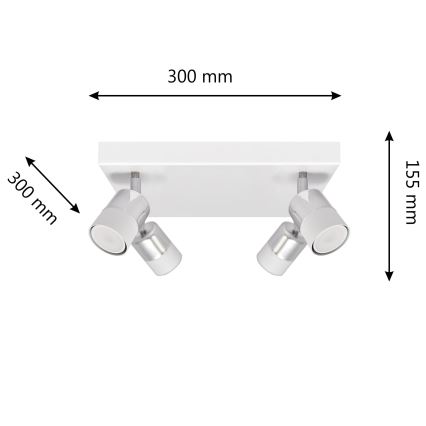 LED Kohtvalgusti TUBSSON 4xGU10/4,8W/230V valge/läikiv kroom