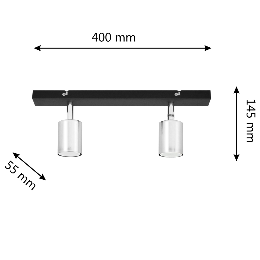 LED Kohtvalgusti TUNE 2xGU10/4,8W/230V matt kroom/must