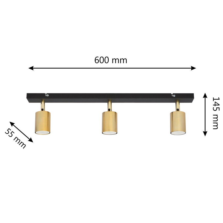 LED Kohtvalgusti TUNE 3xGU10/4,8W/230V kuldne/must