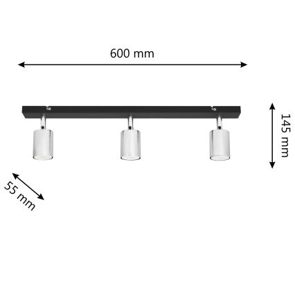 LED Kohtvalgusti TUNE 3xGU10/4,8W/230V matt kroom/must