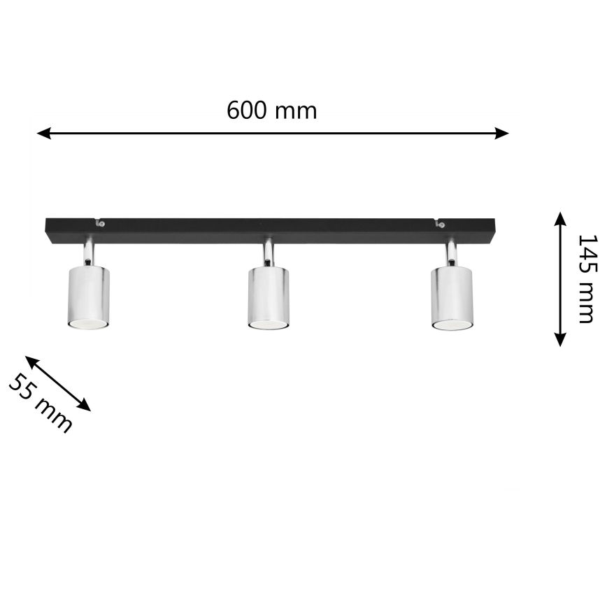 LED Kohtvalgusti TUNE 3xGU10/4,8W/230V matt kroom/must