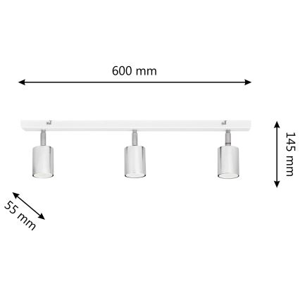 LED Kohtvalgusti TUNE 3xGU10/4,8W/230V matt kroom/valge