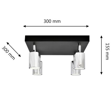 LED Kohtvalgusti TUNE 4xGU10/4,8W/230V matt kroom/must