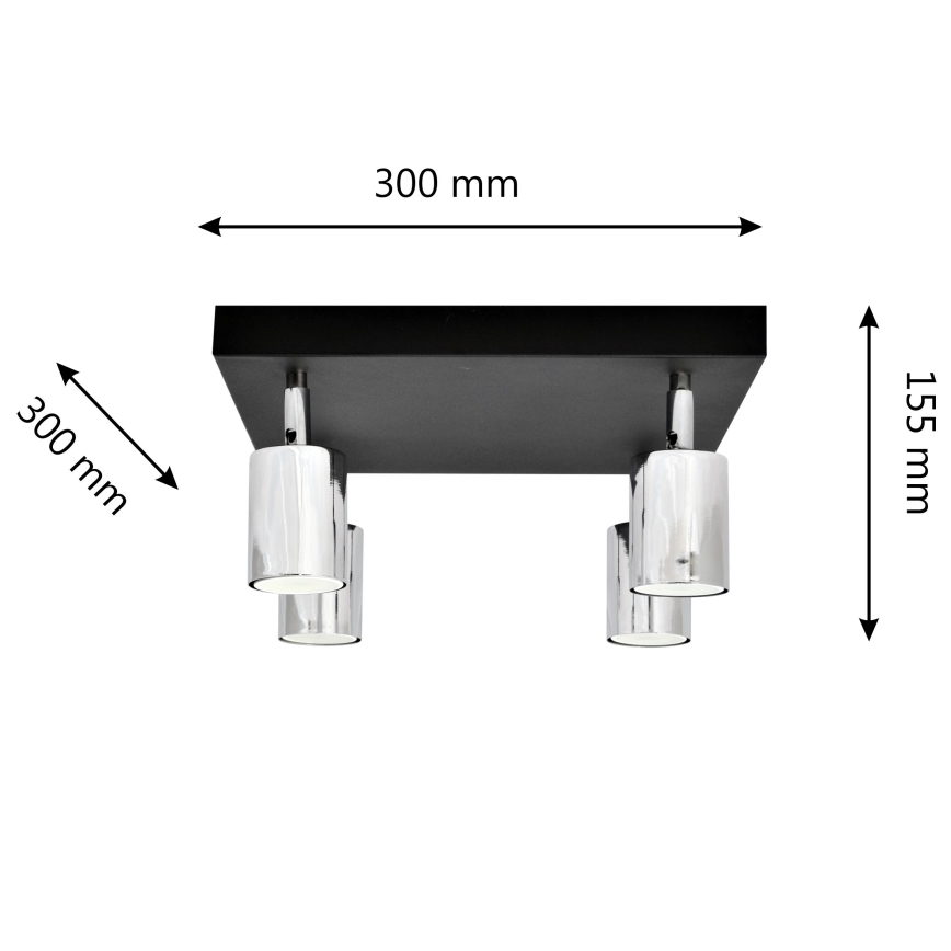 LED Kohtvalgusti TUNE 4xGU10/4,8W/230V matt kroom/must