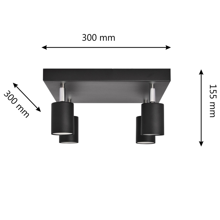 LED Kohtvalgusti TUNE 4xGU10/4,8W/230V must