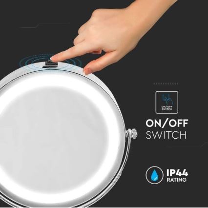 LED Kosmeetikapeegel LED/3W/6V 4xAA IP44