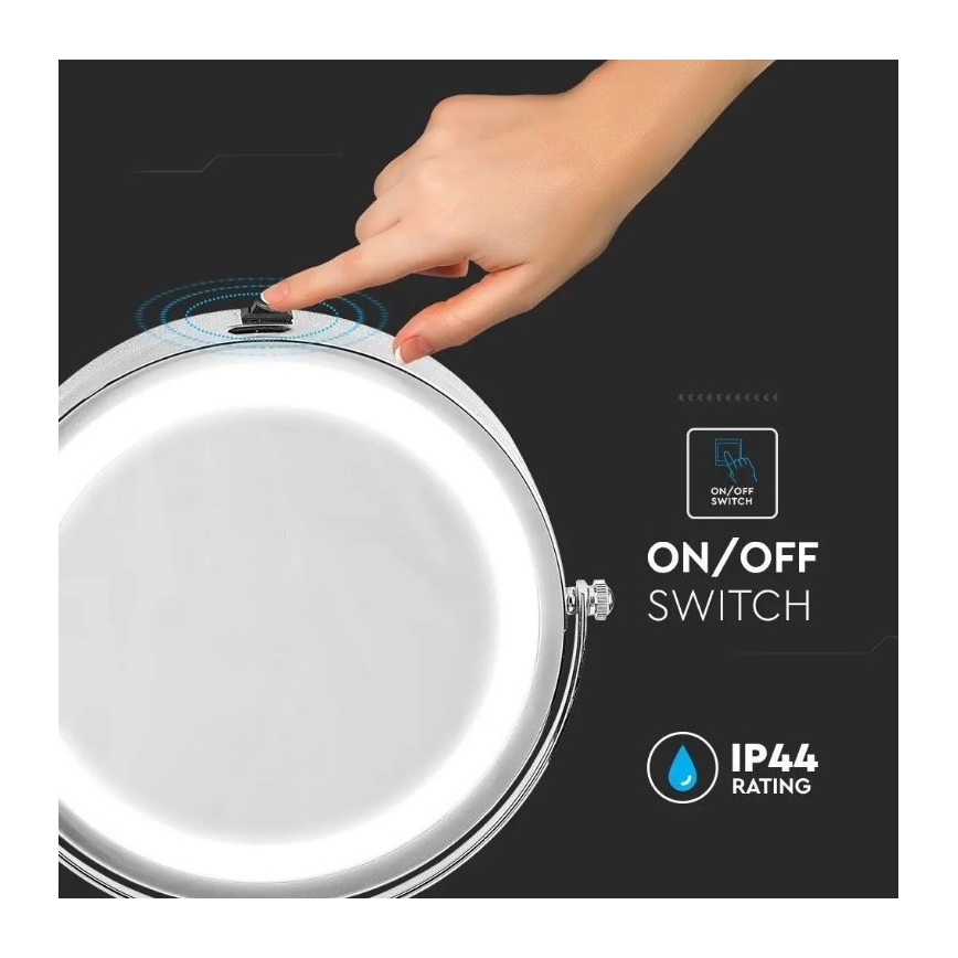 LED Kosmeetikapeegel LED/3W/6V 4xAA IP44