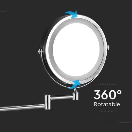 LED Kosmeetikapeegel seinale LED/3W/6V 4xAA IP44