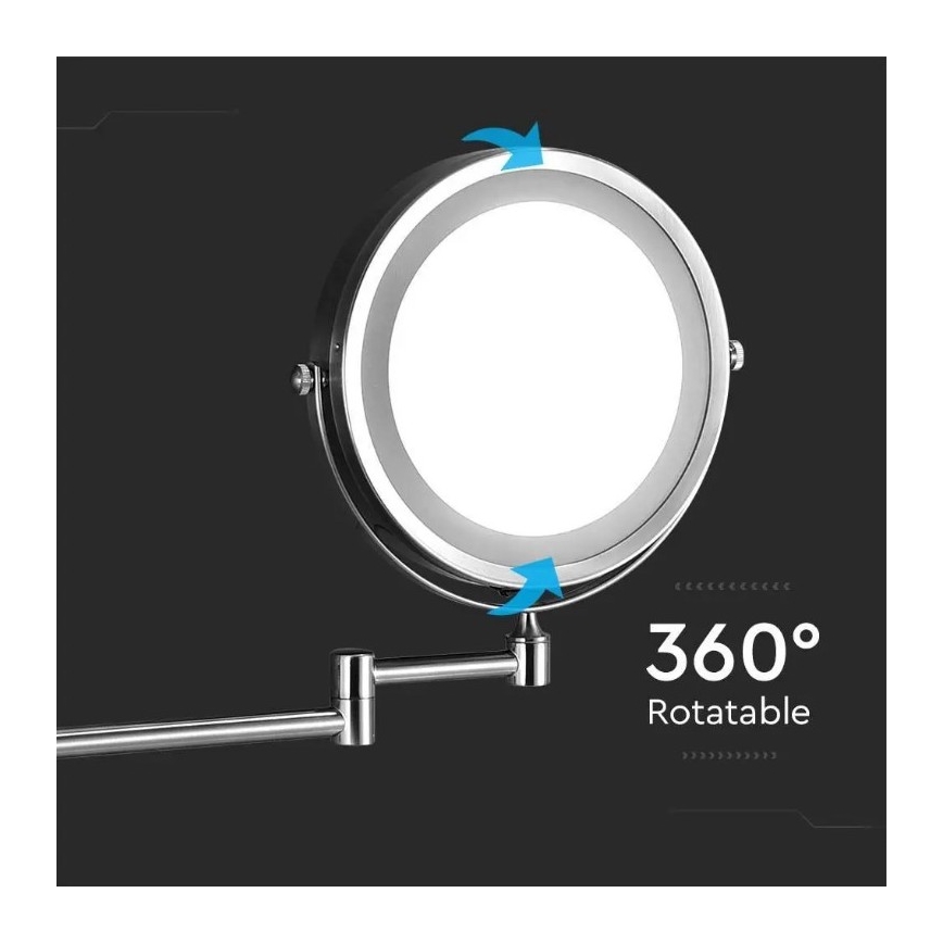 LED Kosmeetikapeegel seinale LED/3W/6V 4xAA IP44