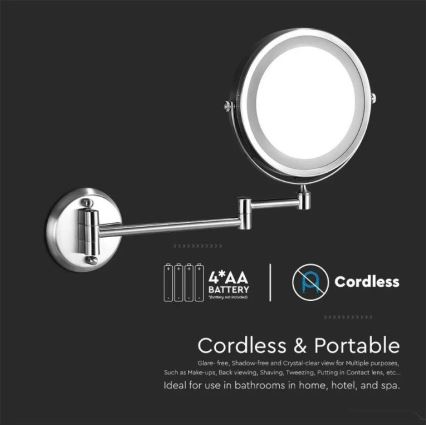 LED Kosmeetikapeegel seinale LED/3W/6V 4xAA IP44