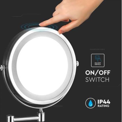 LED Kosmeetikapeegel seinale LED/3W/6V 4xAA IP44