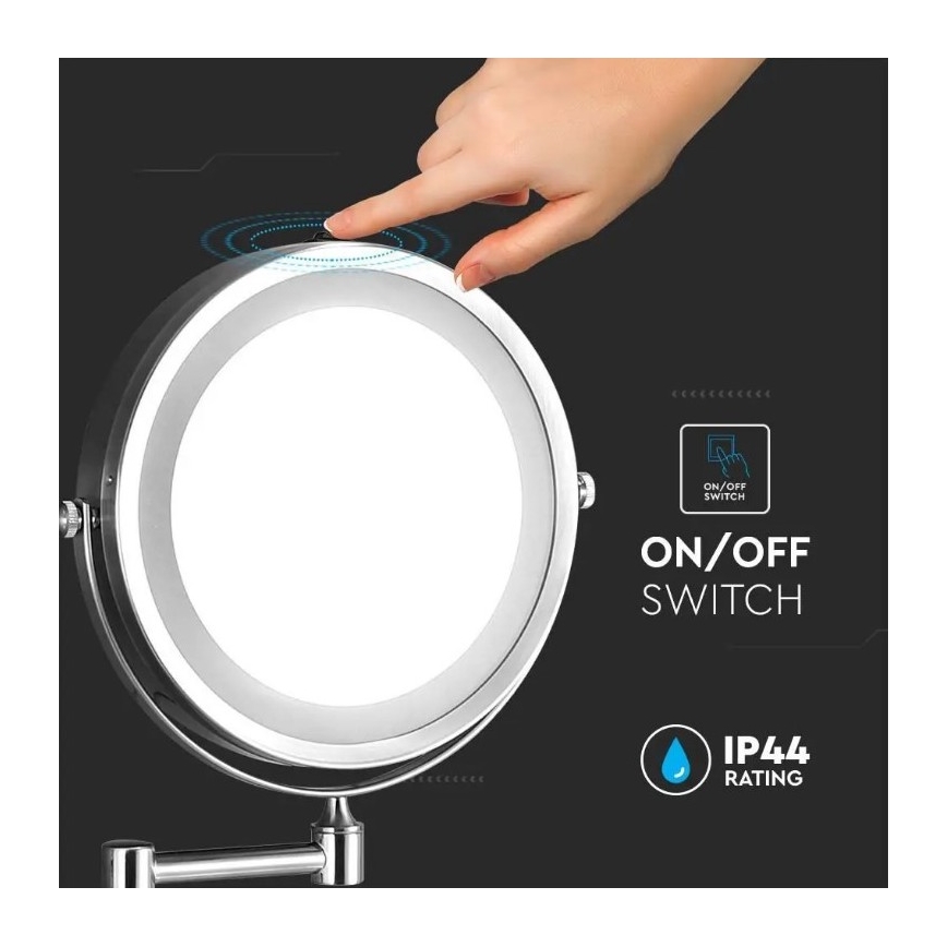 LED Kosmeetikapeegel seinale LED/3W/6V 4xAA IP44