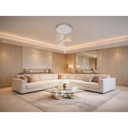 LED-kristalllaelamp AVARA LED/24W/230V Ø 40 cm läikiv kroom + kaugjuhtimispult